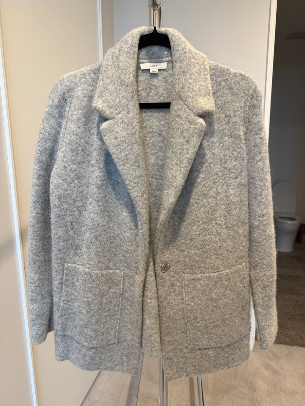 Vince Heather Gray Single-Button Wool-Blend Blazer